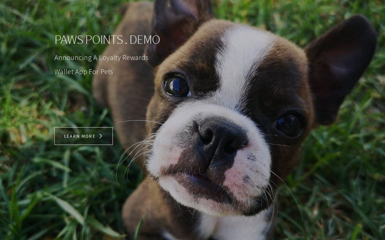 Paws Points Demo . A mobile wallet, loyalty rewards app for pets